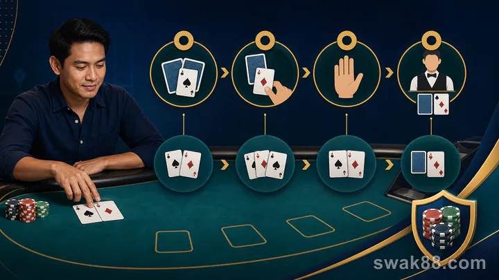 Playing a first blackjack hand step by step