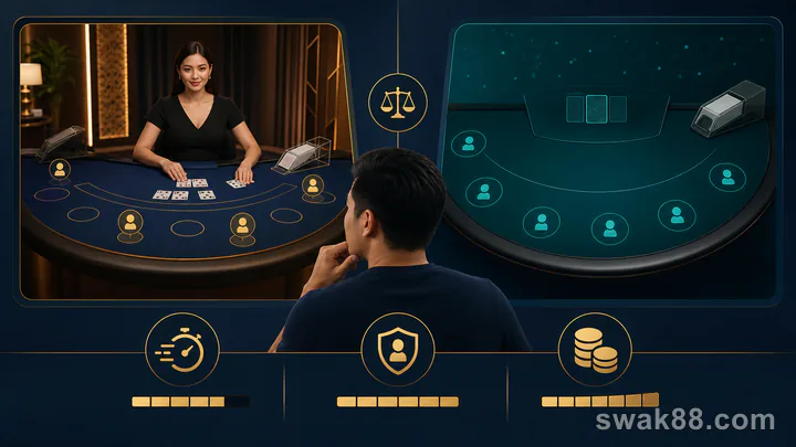 Live dealer and digital blackjack tables compared